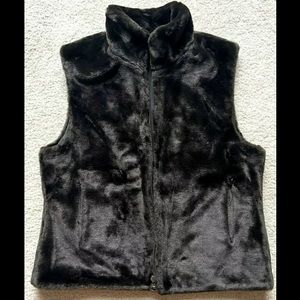 Blassport Brown Reversible Faux Fur Jacket Vest Size Medium EUC